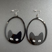 Acrylic Dangle Earrings Round Asymmetric Black – Jewelry Gift Ideas — 10