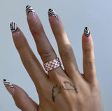 Checkered Black And White Checkered Ring Chess – Meaningful Gifts — 1