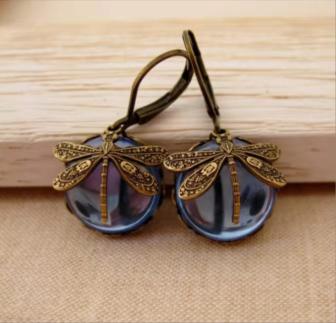Vintage Dragonfly Earrings Fashion Gold Color Metal – Gifts for Her — 1