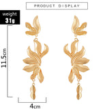 Golden Leaf Flower Butterfly Earrings Personality – Stylish Gifts — 2