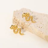 18K Gold Plated Stainless Steel Snake Stud Earrings – Gifts for Her — 6