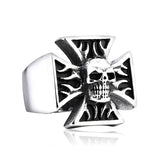 Man's Goth Punk Rock Flame Skull Ring – Gifts for Him — 5