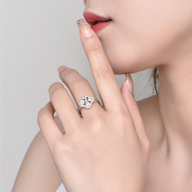 Mosonite Ring Diamond Heart Shaped Fourleaf – Special Occasion Gifts — 1