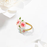Eternal Love Hibiscus Flower Dragonfly Ring – Gifts for Couples — 3