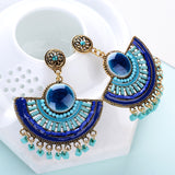 Bohemian Fan Earrings Rice Bead Earrings Ice Split – Thoughtful Gifts — 1