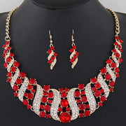 Metal Spiral Diamond Necklace Earring Set – Jewelry Gift Ideas — 1