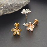 Zircon Little Flower Women's Ear Bone Stud Screw Human – Gifts for Her — 8