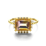 Natural Color Treasure Amethyst Rectangular Ring Women – Gifts for Her — 2
