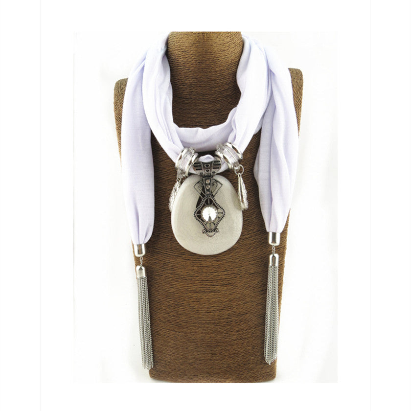 Round Chain Fringe Pendant Scarf Shawl Scarf – Jewelry Gift Ideas — 1