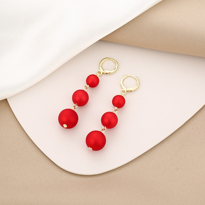 Women's Red Pearl Festive Earrings – Gifts for Her — 1