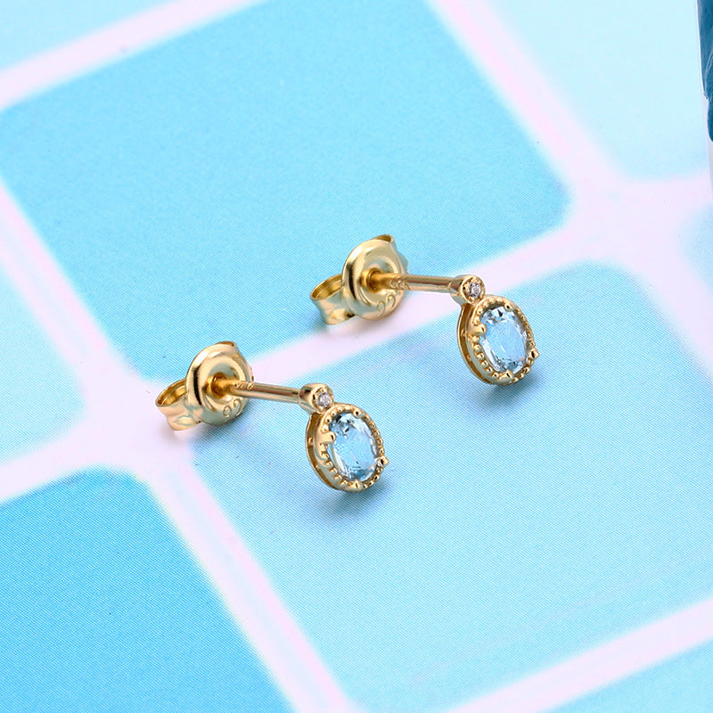 Simple Retro Sky Blue Topa Earrings – Special Occasion Gifts — 1
