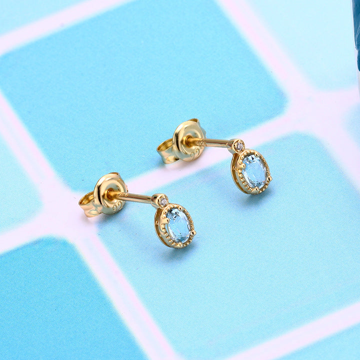 Simple Retro Sky Blue Topa Earrings – Special Occasion Gifts — 1