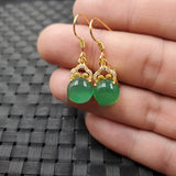 Fashion Personality Green Chalcedony Round Earrings – Stylish Gifts — 2