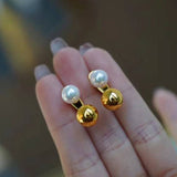 Pearl And Small Gold Ball Combined With Gold Earrings – Gift Ideas — 5