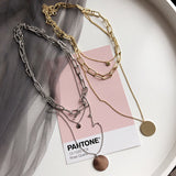 Metal Multilayer Thick Chain Necklace Smooth Disc – Jewelry Gift Ideas — 2