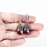Vintage Thai Silver Earrings Female Green Agate – Gifts for Her — 5