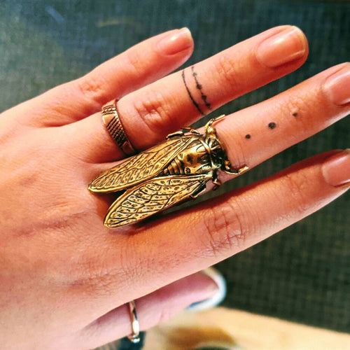 Adjustable Large Brass Cicada Gothic Jewelry Ring – Jewelry Gift Ideas — 1