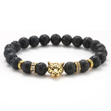 8mm Volcanic Stone Onyx Alloy Leopard Head Beaded – Jewelry Gift Ideas — 4