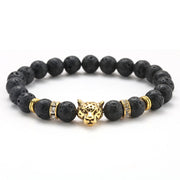 8mm Volcanic Stone Onyx Alloy Leopard Head Beaded – Jewelry Gift Ideas — 4