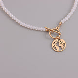 OT Buckle World Map Plate-shaped Pendant Necklace – Jewelry Gift Ideas — 3