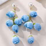 Colorful Green Bud Long Female Stud Earrings – Gifts for Her — 8