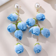Colorful Green Bud Long Female Stud Earrings – Gifts for Her — 8