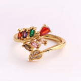 Copper Micro-set Colored Zircon Heart-shaped Ring – Gifts for Her — 6