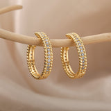 Minimalist Zircon Earrings Micropaved Round Buckles – Thoughtful Gifts — 5