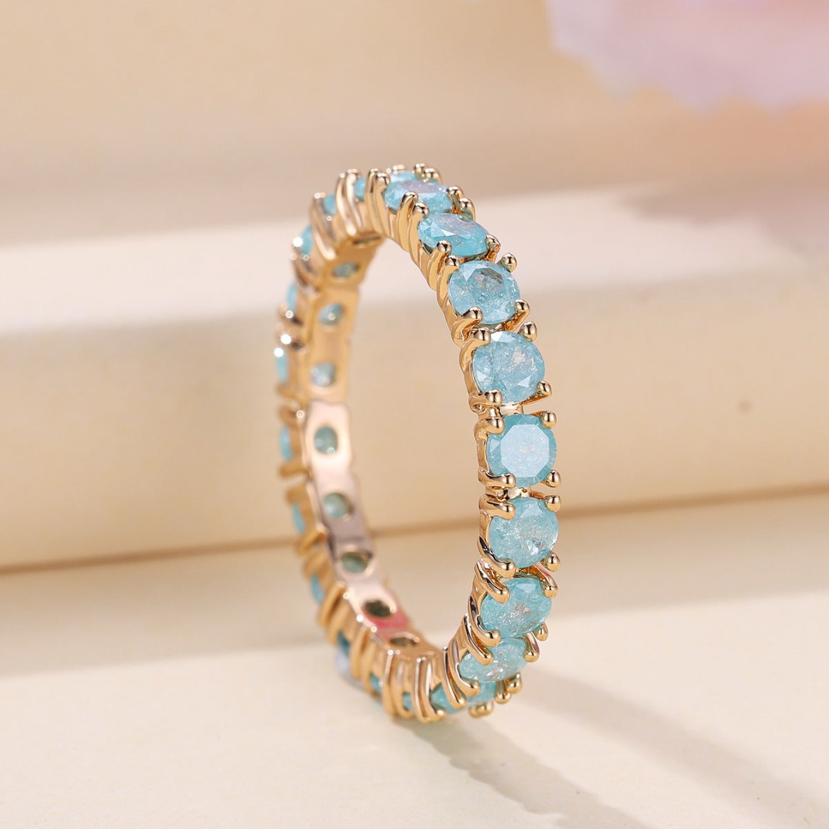 French Retro Champagne Gold Blue Ice Flower Zirconium – Surprise Gifts — 1