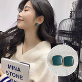 925 Silver Needle Square Simple Color Stud Earrings – Gifts for Her — 12