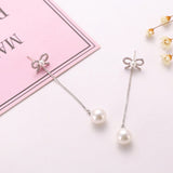 Sterling Silver Needle Bow Earrings Long Pendant – Jewelry Gift Ideas — 1
