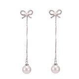 Sterling Silver Needle Bow Earrings Long Pendant – Jewelry Gift Ideas — 2