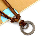 Fashion new metal double ring cowhide necklace – Stylish Gifts — 10