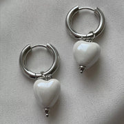 Sweet White Ceramic Love Pendant Earrings – Jewelry Gift Ideas — 5