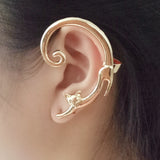 Single Piece Punk Style Cat Post Earring with Ear Cuff – Stylish Gifts — 9