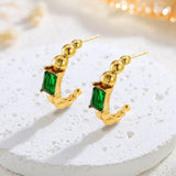 Fashion Emerald Zircon C- Shaped Earrings – Stylish Gifts — 5