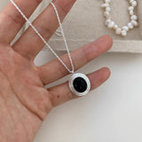 S925 Sterling Silver Oval Black Agate Necklace – Jewelry Gift Ideas — 1