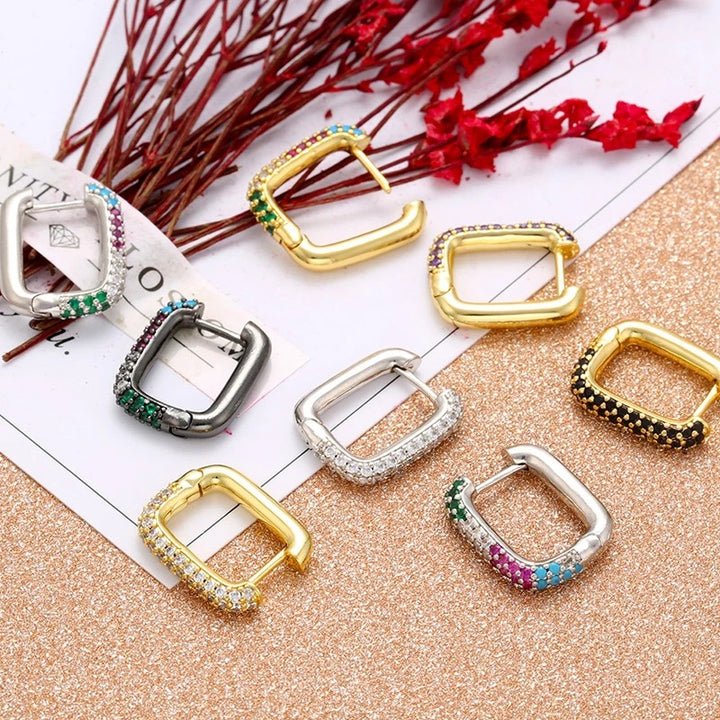 Gold And Silver Small Hoop Crystal Women's Rainbow – Stylish Gifts — 1