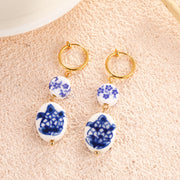Vintage Hand Painted Blue And White Ceramic Beaded – Stylish Gifts — 9