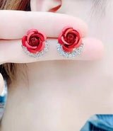 Female 925 Silver Needle Blue Rose Earrings – Gifts for Her — 3