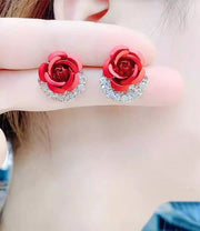 Female 925 Silver Needle Blue Rose Earrings – Gifts for Her — 3