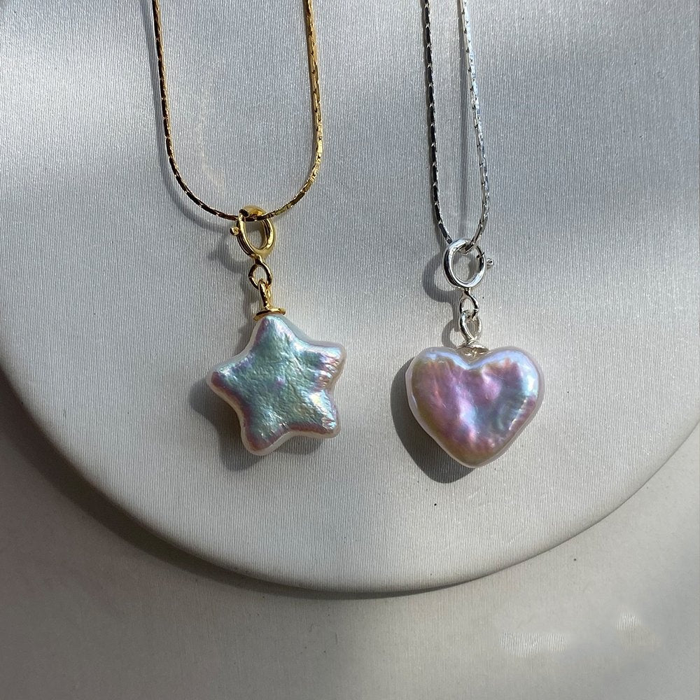 Simple Necklace Stars Heart Freshwater Pearl – Jewelry Gift Ideas — 1