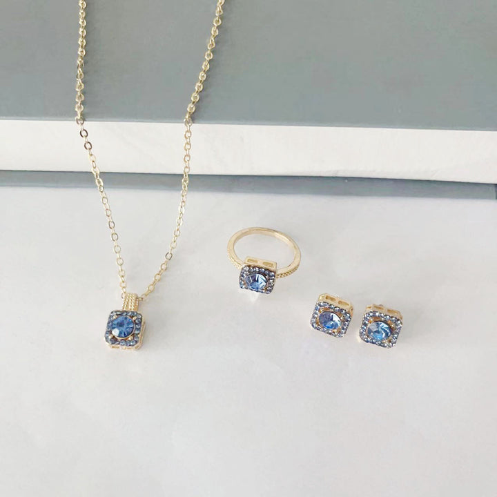 Square Women's Fashion Simple Necklace Rings Ear Studs – Stylish Gifts — 1