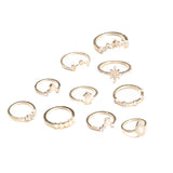 Diamond-embedded Combination Knuckle Ring 10-piece – Thoughtful Gifts — 5