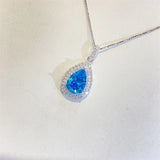 Ocean Blue Sapphire Water Drop Moissanite Pendant – Jewelry Gift Ideas — 5