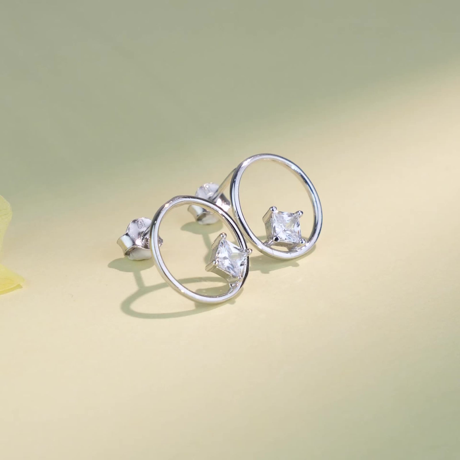 S925 Sterling Silver Circle Hollow Diamond Stud Earrings – Gift Ideas — 1
