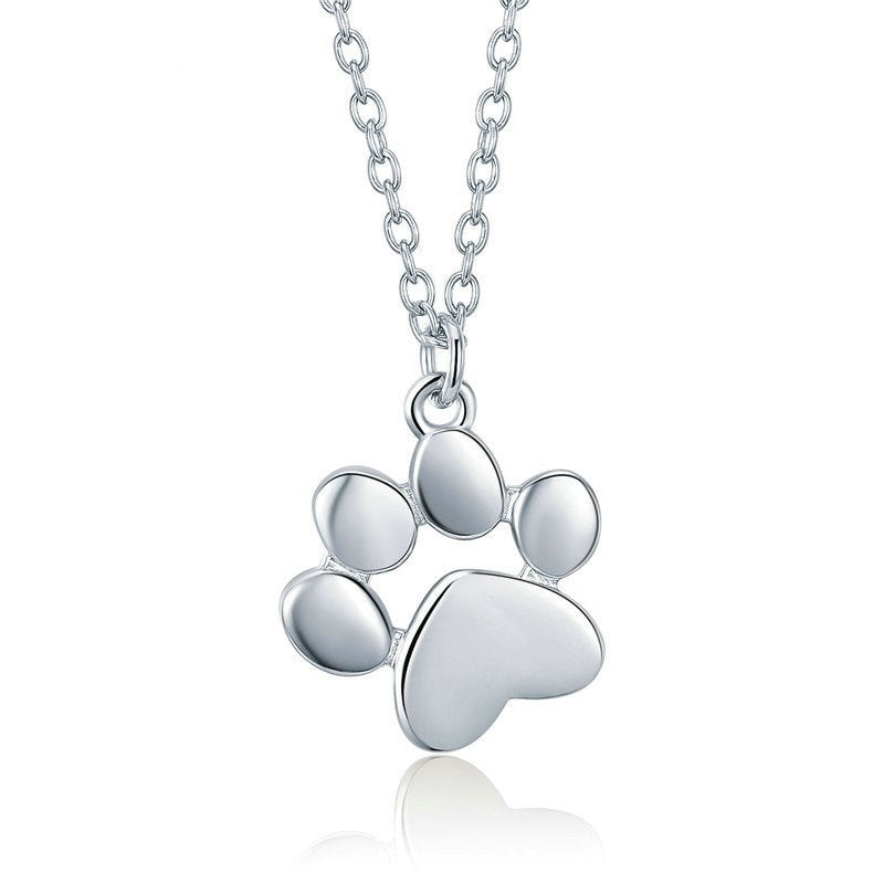 Sterling Silver Necklace Cute Pet Imprint Pendant – Jewelry Gift Ideas — 1