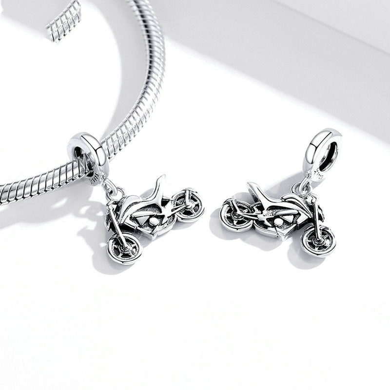 S925 Sterling Silver Motorcycle Pendant Bracelet – Jewelry Gift Ideas — 1