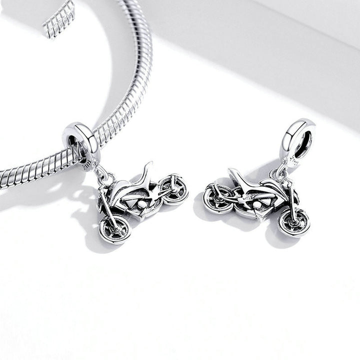 S925 Sterling Silver Motorcycle Pendant Bracelet – Jewelry Gift Ideas — 1