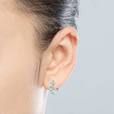 Women's Round Cut Silver Moissanite Stud Earrings – Gifts for Her — 1